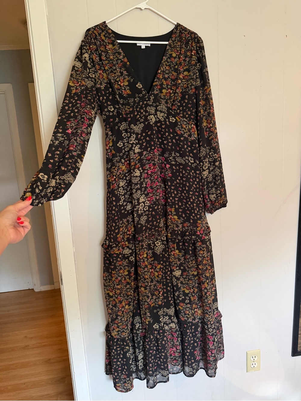 Baltic Born Bowman Deep V Maxi Dress Floral Black & Multicolor Large